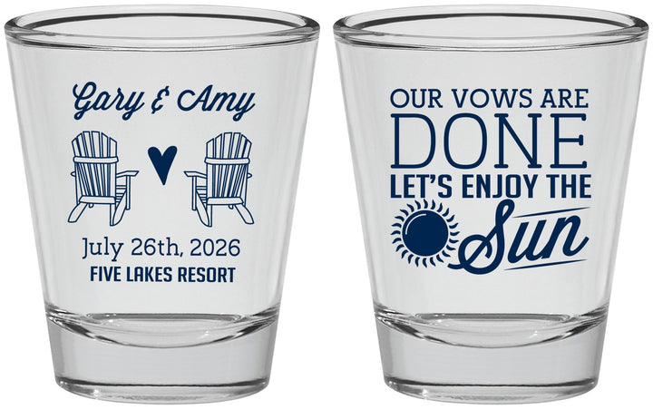 Personalized Wedding Shot Glasses - Vows Are Done Enjoy Sun | 428