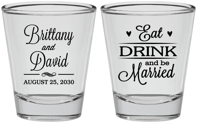 Personalized Wedding Shot Glasses - Eat Drink Be Married | 430