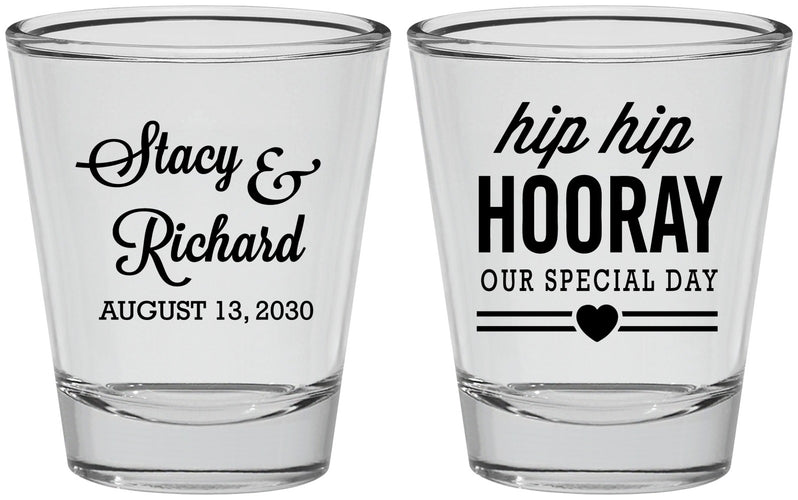 Personalized Wedding Shot Glasses - Hip Hop Hooray | 436