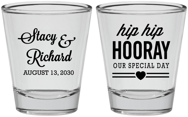 Personalized Wedding Shot Glasses - Hip Hop Hooray | 436