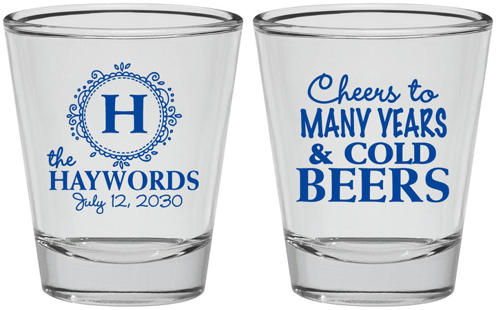 Personalized Wedding Shot Glasses - Cheers To Cold Beers | 439