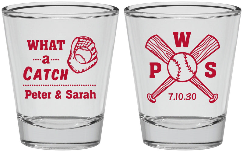 Personalized Wedding Shot Glasses - Baseball | 443