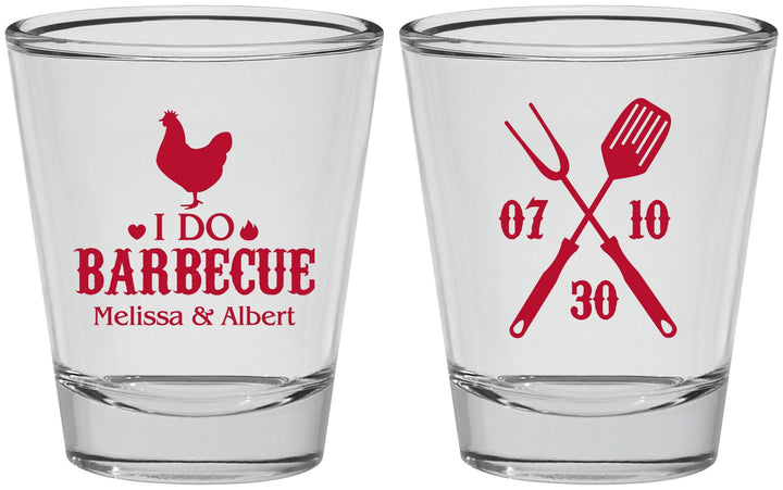 Personalized Wedding Shot Glasses - I Do Barbecue Bbq | 445
