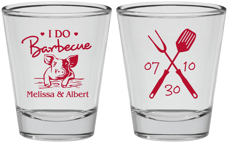 Personalized Wedding Shot Glasses - I Do Barbecue Bbq | 446