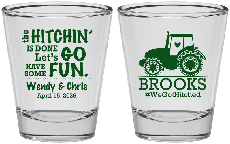 Personalized Wedding Shot Glasses - Tractor Hitchin | 448