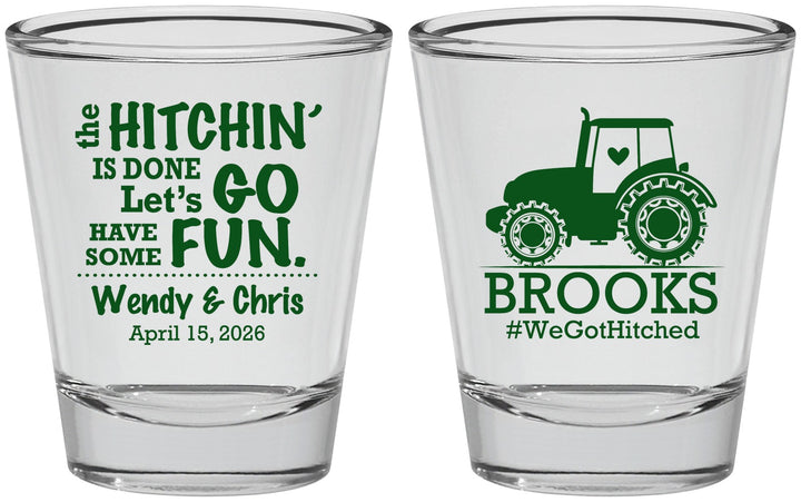 Personalized Wedding Shot Glasses - Tractor Hitchin | 448