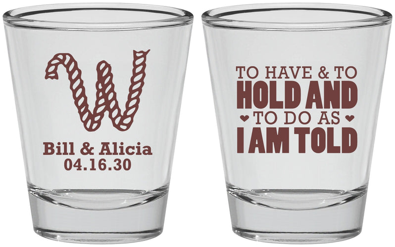 Personalized Wedding Shot Glasses - To Have And To Hold | 449