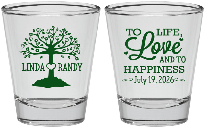 Personalized Wedding Shot Glasses - Love And Happiness | 451