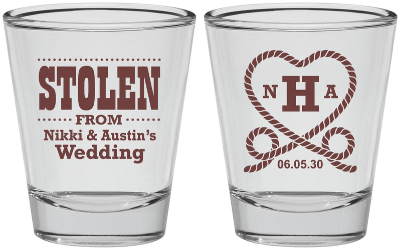 Personalized Wedding Shot Glasses - Stolen Monogram | 474