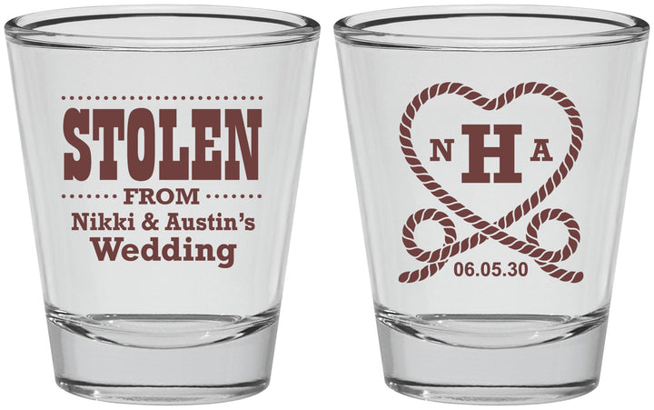 Personalized Wedding Shot Glasses - Stolen Monogram | 474