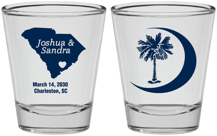 Personalized Wedding Shot Glasses - Palmetto Tree | 475