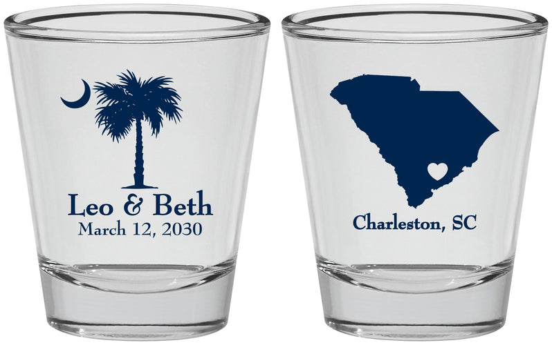 Personalized Wedding Shot Glasses - Palmetto Tree | 476