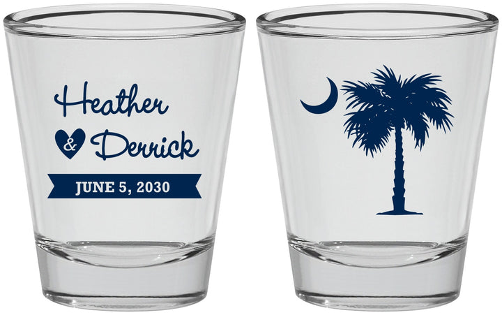Personalized Wedding Shot Glasses - Palmetto Tree | 477