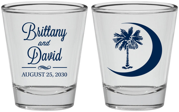 Personalized Wedding Shot Glasses - Palmetto Tree | 478