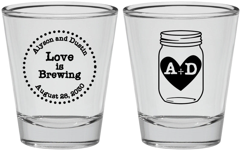 Personalized Wedding Shot Glasses - Love Is Brewing | 486