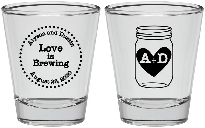 Personalized Wedding Shot Glasses - Love Is Brewing | 486