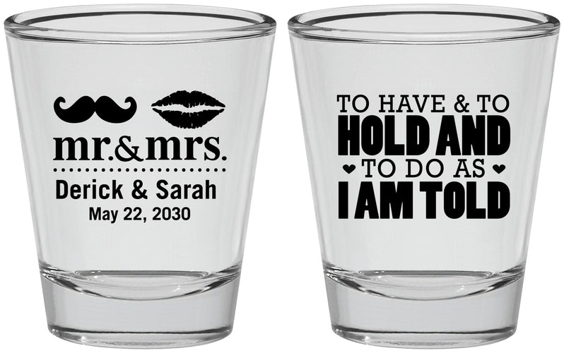 Personalized Wedding Shot Glasses - To Have And To Hold | 491