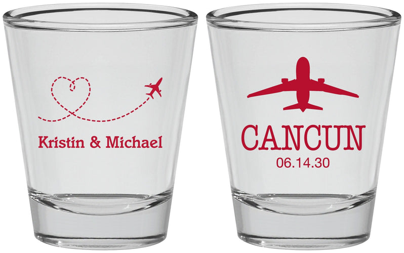 Personalized Wedding Shot Glasses - Destination | 492
