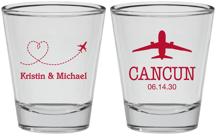 Personalized Wedding Shot Glasses - Destination | 492