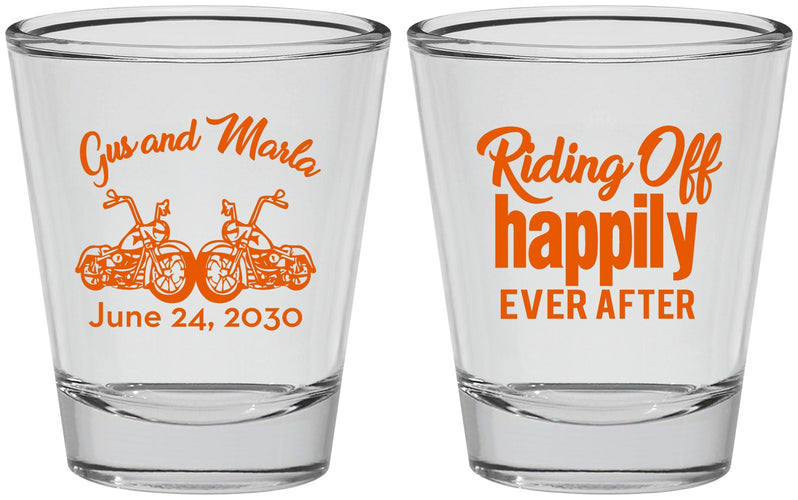 Personalized Wedding Shot Glasses - Motorcycle | 493