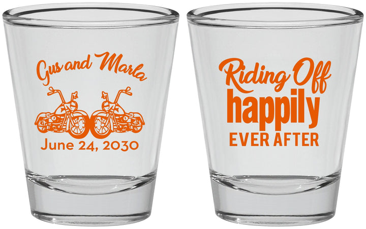 Personalized Wedding Shot Glasses - Motorcycle | 493