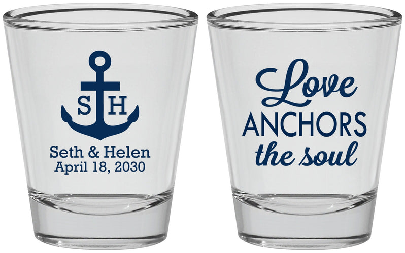 Personalized Wedding Shot Glasses - Love Anchors The Soul | 494