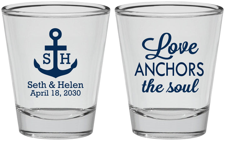 Personalized Wedding Shot Glasses - Love Anchors The Soul | 494