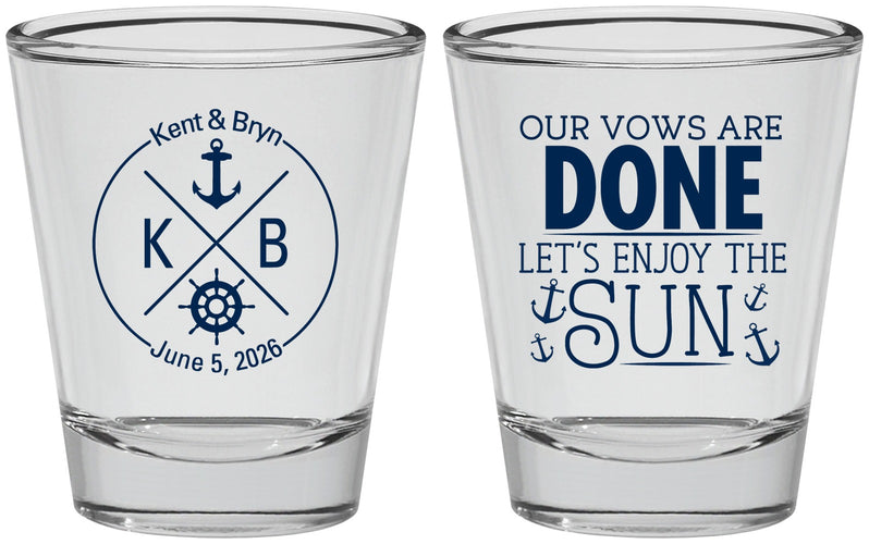 Personalized Wedding Shot Glasses - Nautical | 495