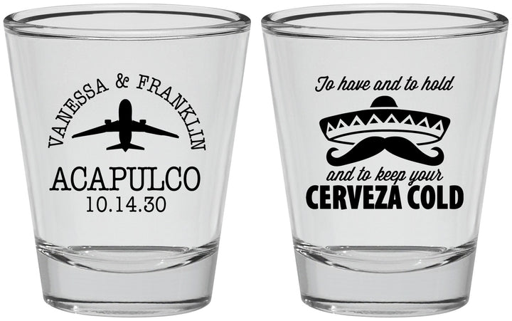 Personalized Wedding Shot Glasses - Destination | 496