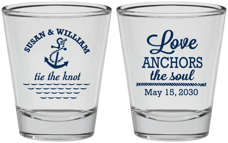 Personalized Wedding Shot Glasses - Love Anchors The Soul | 498