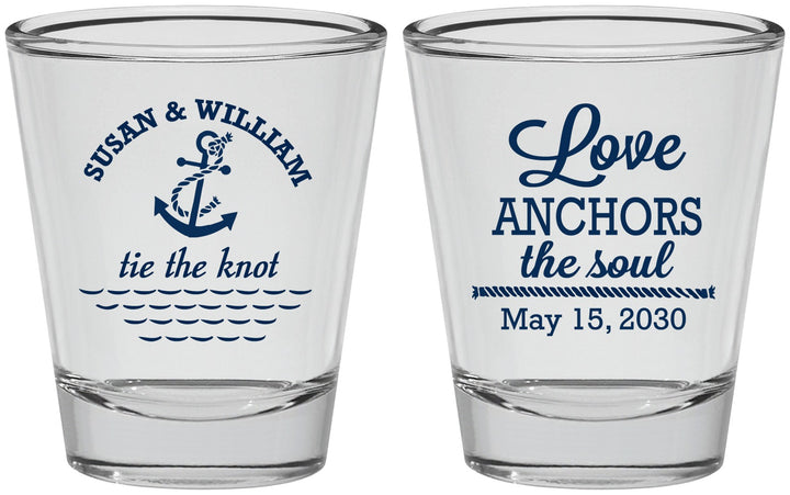 Personalized Wedding Shot Glasses - Love Anchors The Soul | 498