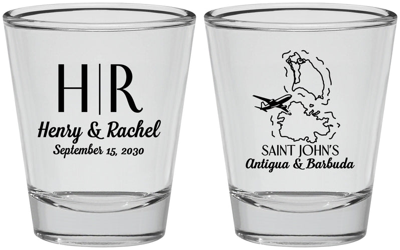 Personalized Wedding Shot Glasses - Antigua And Barbuda | 502