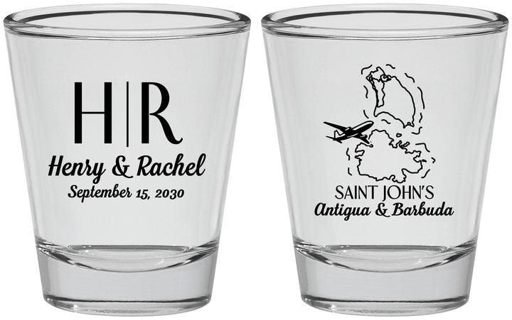 Personalized Wedding Shot Glasses - Antigua And Barbuda | 502