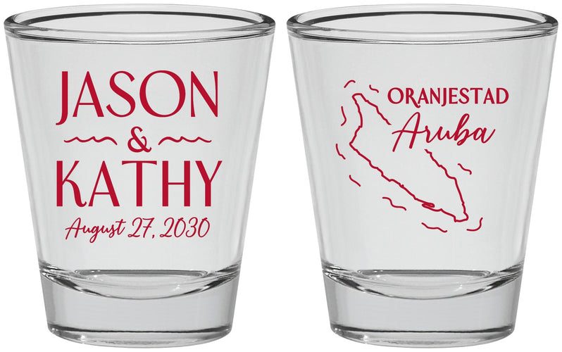 Personalized Wedding Shot Glasses - Aruba | 504