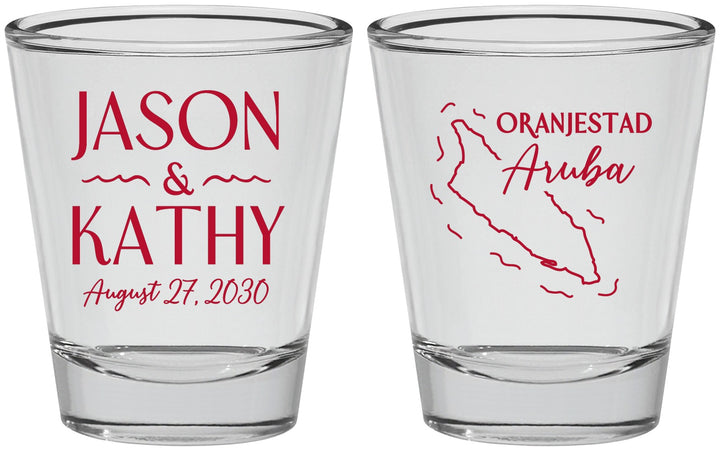 Personalized Wedding Shot Glasses - Aruba | 504