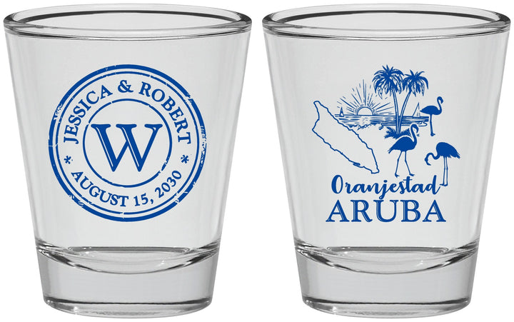 Personalized Wedding Shot Glasses - Aruba | 505