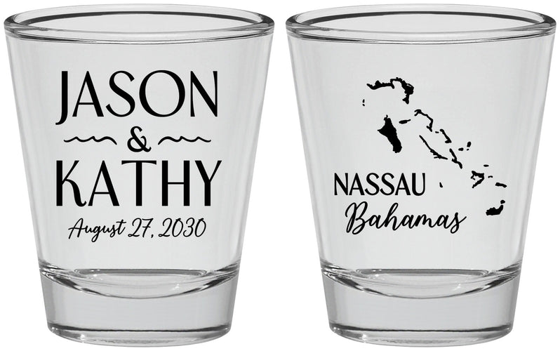 Personalized Wedding Shot Glasses - Bahamas | 506