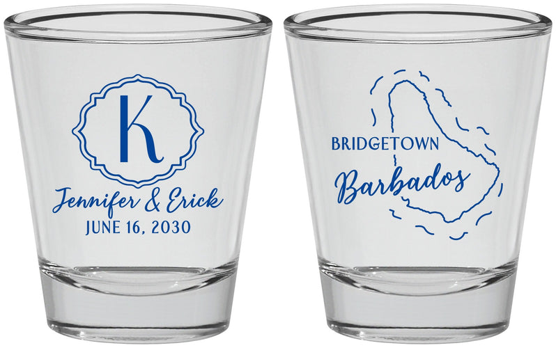 Personalized Wedding Shot Glasses - Barbados | 508