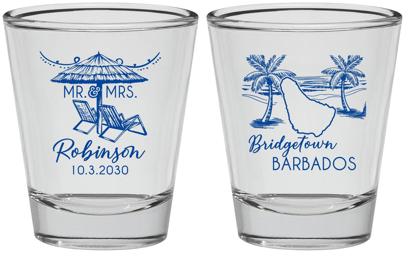 Personalized Wedding Shot Glasses - Barbados | 509