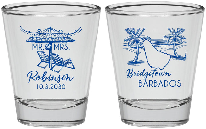 Personalized Wedding Shot Glasses - Barbados | 509
