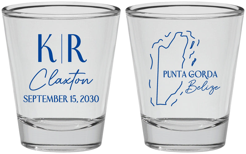 Personalized Wedding Shot Glasses - Belize | 510