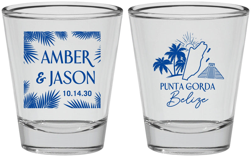 Personalized Wedding Shot Glasses - Belize | 511