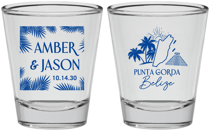 Personalized Wedding Shot Glasses - Belize | 511