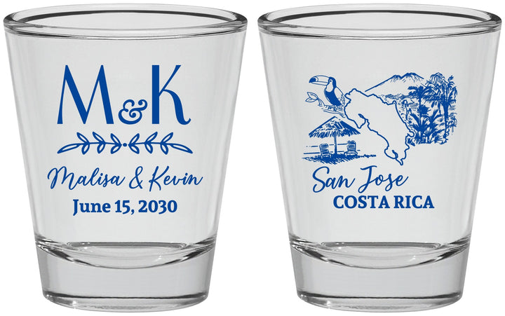 Personalized Wedding Shot Glasses - Costa Rica | 519