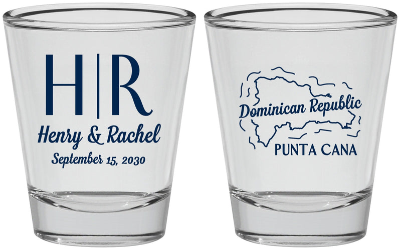 Personalized Wedding Shot Glasses - Domincan Republic | 522