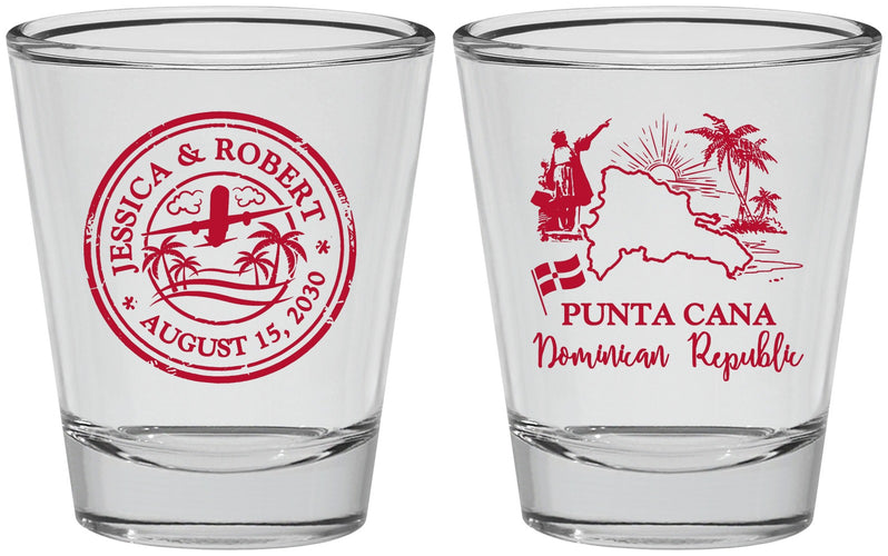 Personalized Wedding Shot Glasses - Domincan Republic | 523