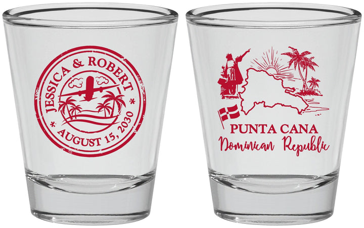 Personalized Wedding Shot Glasses - Domincan Republic | 523