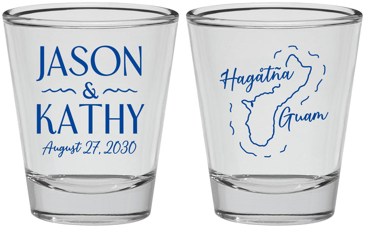 Personalized Wedding Shot Glasses - Guam | 526