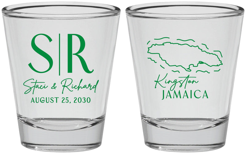 Personalized Wedding Shot Glasses - Jamaica | 530