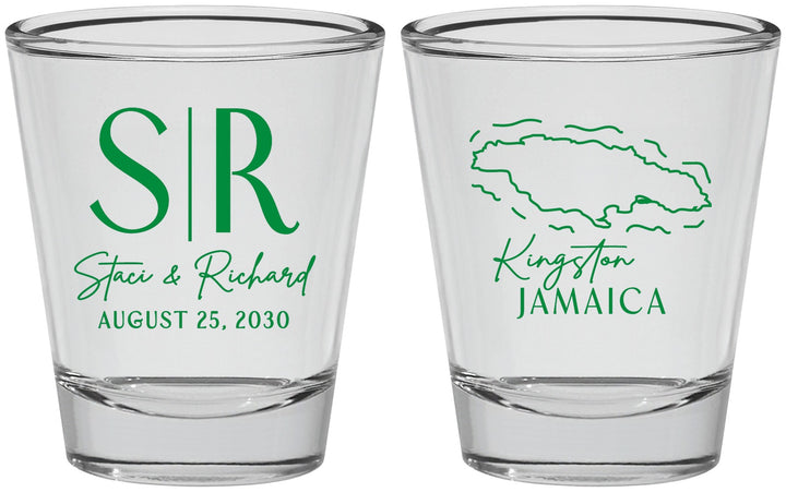 Personalized Wedding Shot Glasses - Jamaica | 530